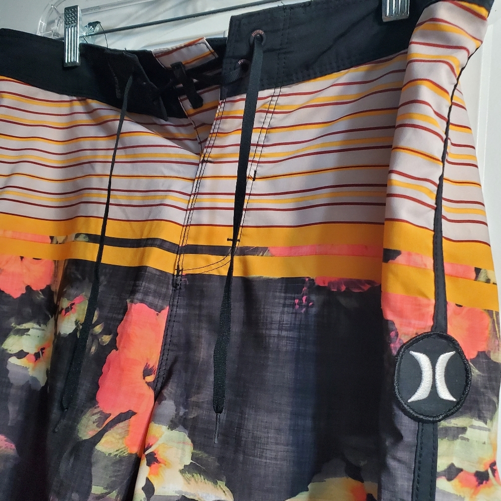 Hurley Tropical Floral Board Shorts - Black, Orange, Pink - Picture 2 of 6